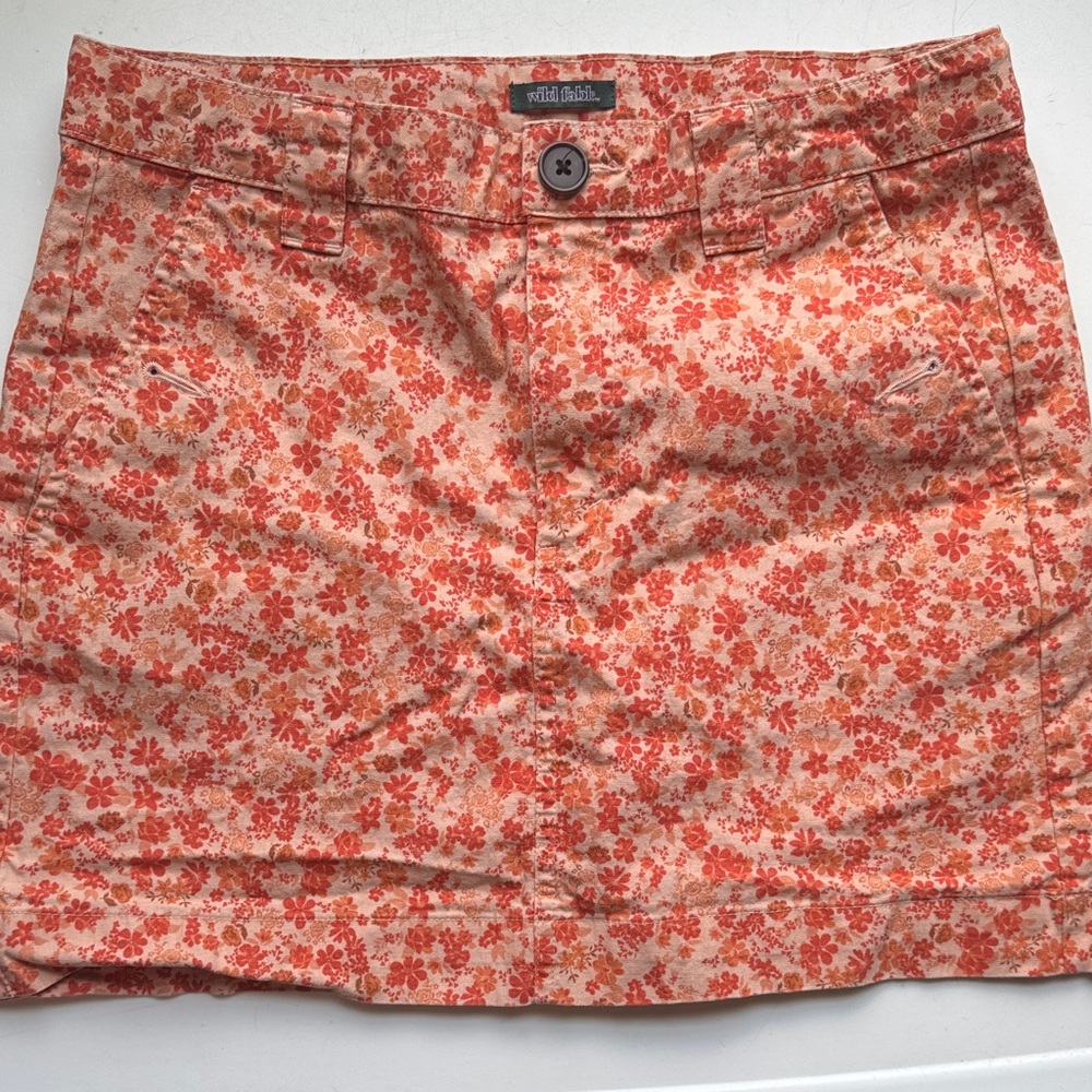 Floral Print Mini Skirt - Orange